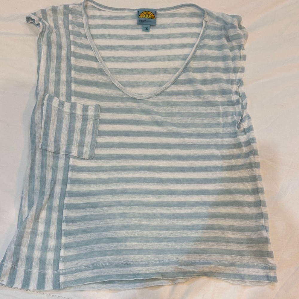 C&C California Striped V-Neck Top